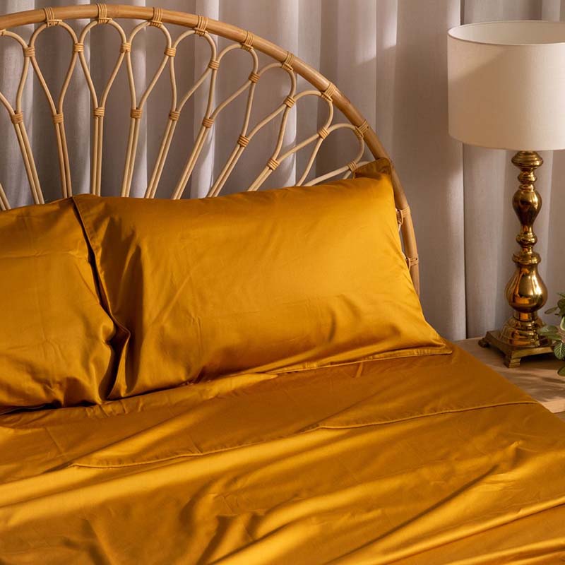 Honey Mustard Pure Cotton Bed Sheets