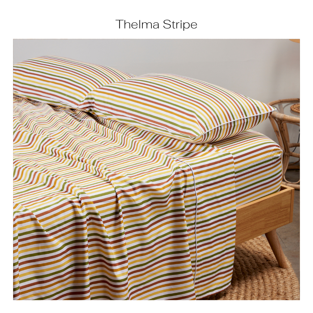 Thelma Stripe Pure Cotton Bed Sheets