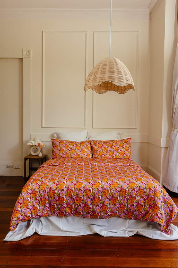 Petal quilt cover styled on bed