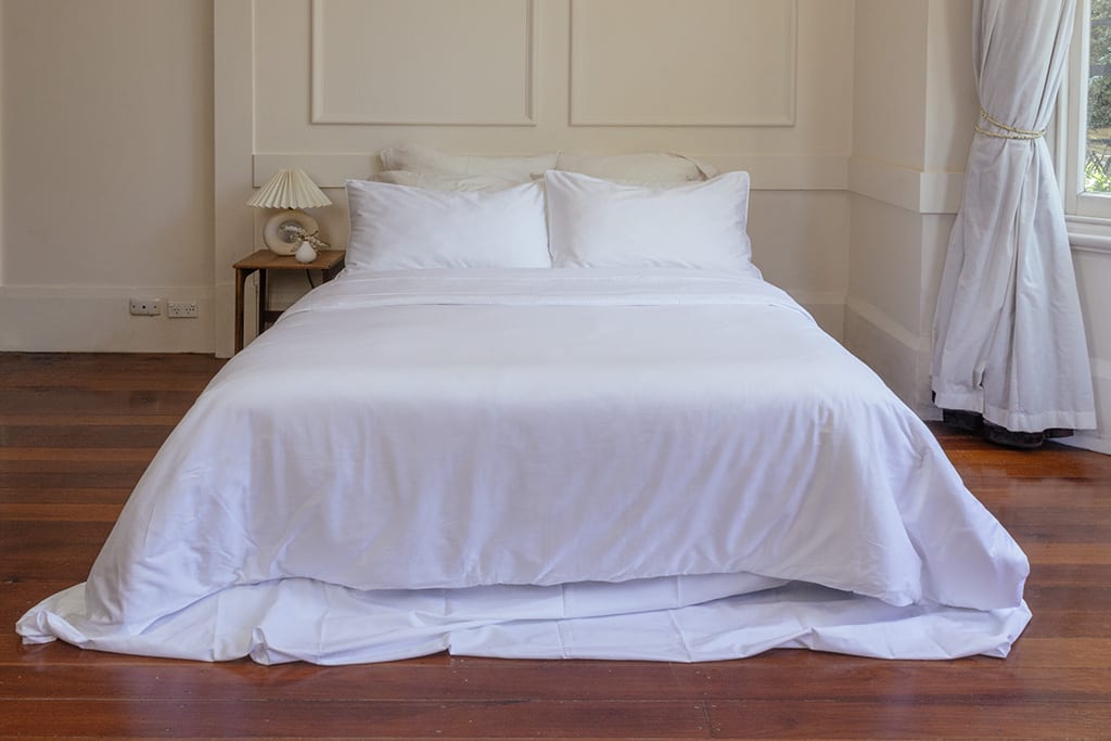 White Pure Cotton Quilt Cover with Zip