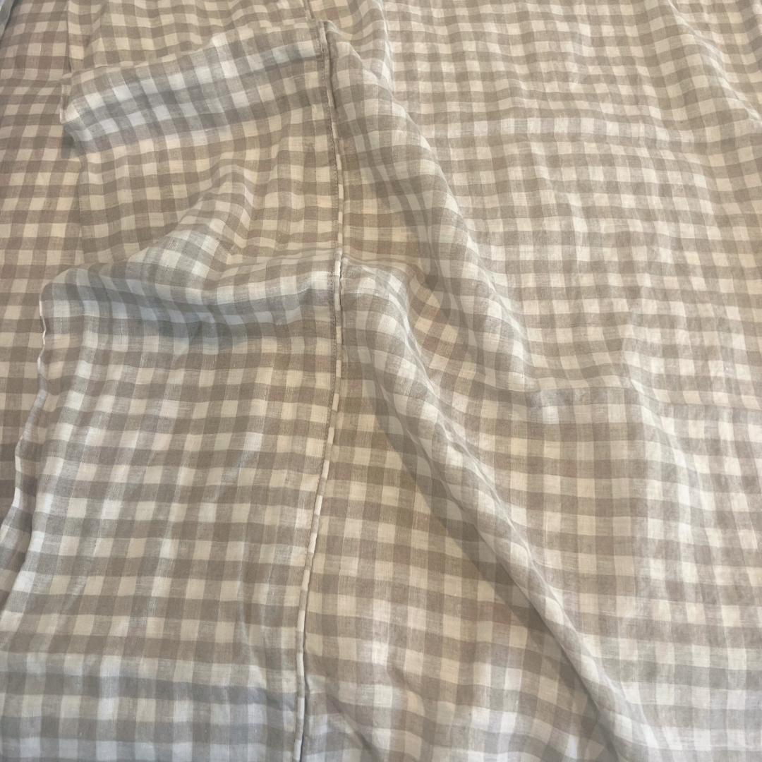 Natural Gingham Linen King Quilt Cover