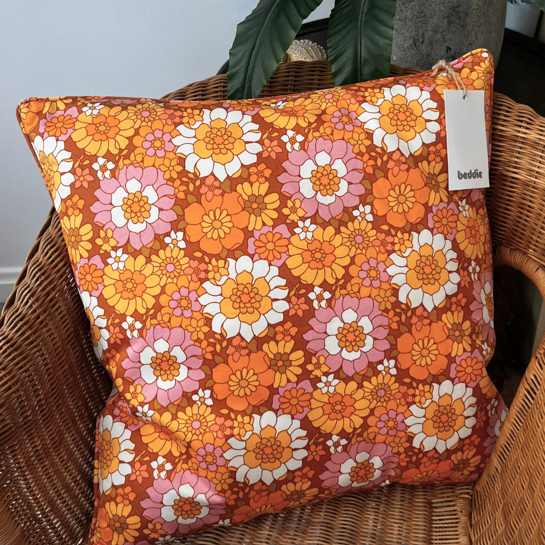 Flower Child 100% Cotton Cushion Cover with Zip