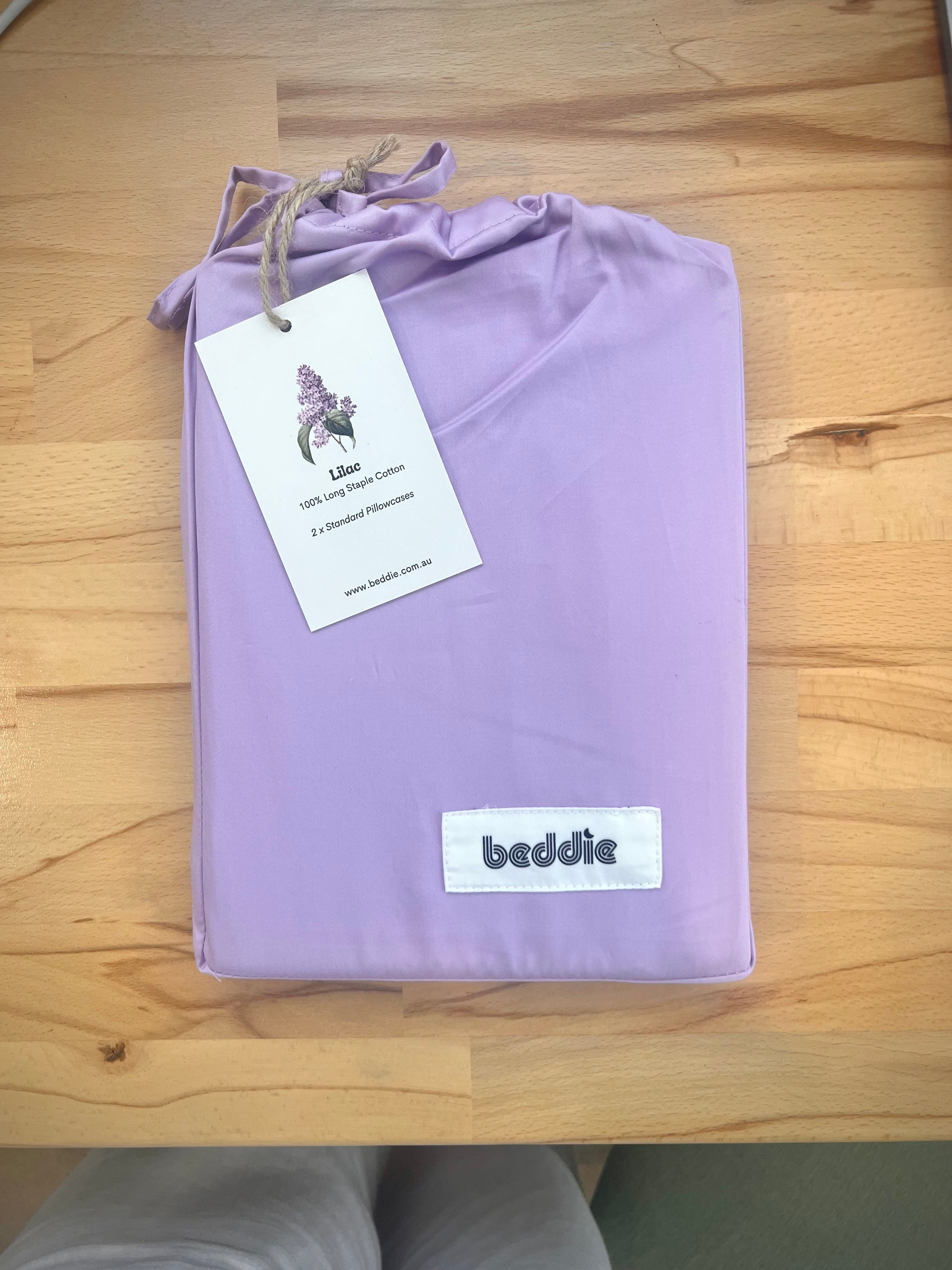 Lilac Pure Cotton Pillowcases x 2