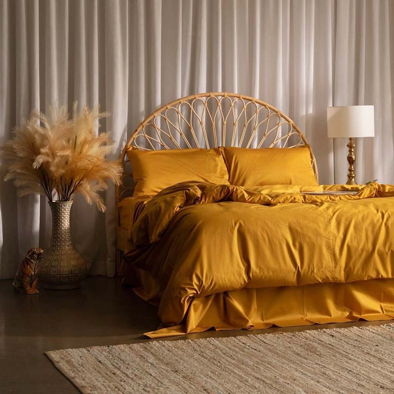 Honey Mustard Pure Cotton Quilt Cover with Zip