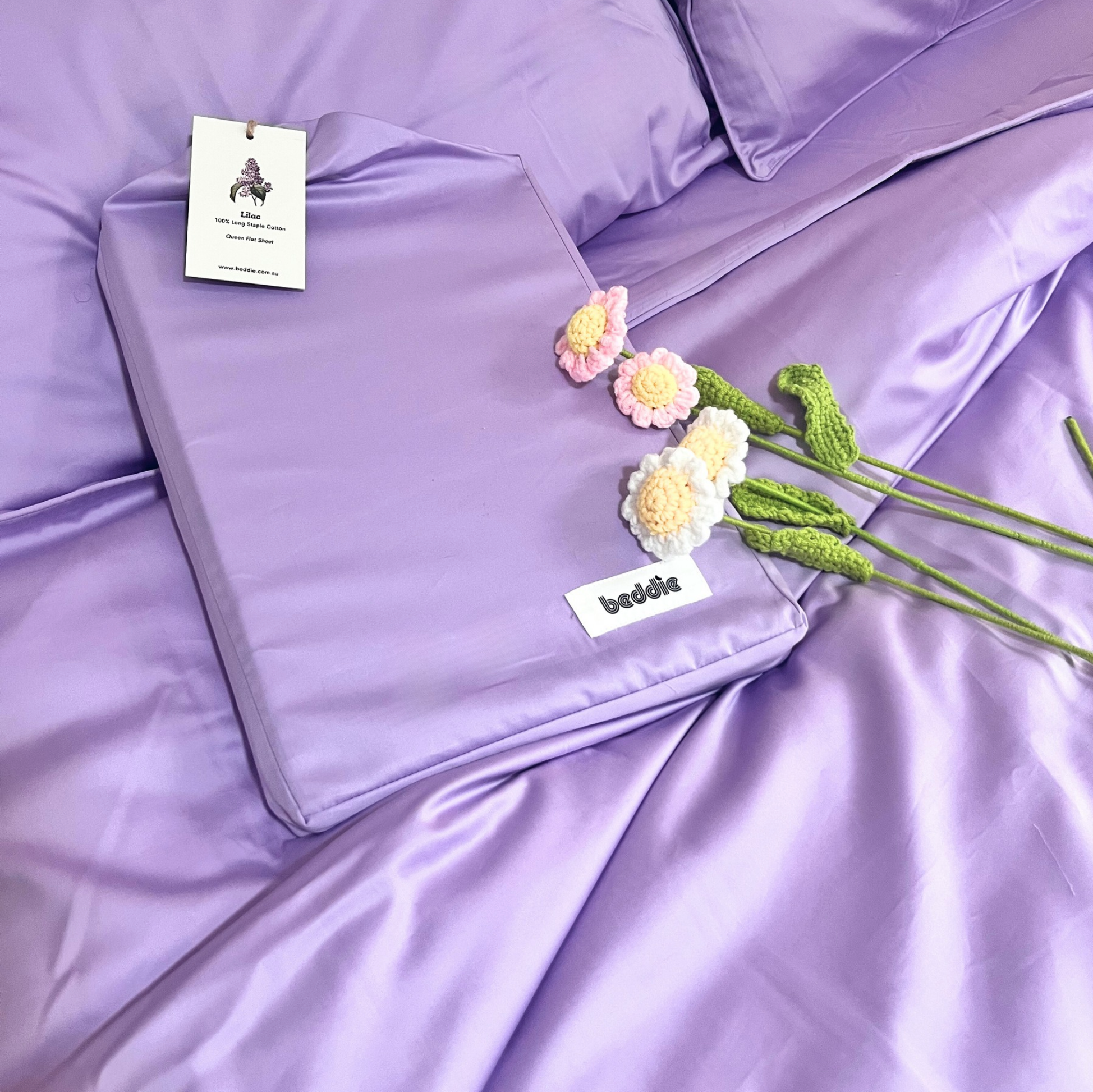 Lilac Cotton Quilt Cover with Hidden Zipper