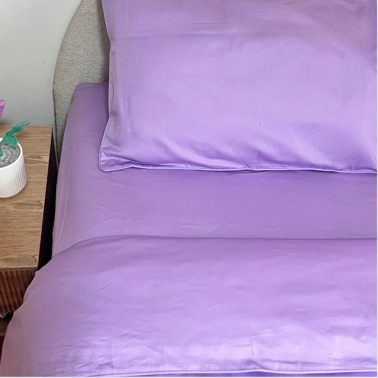 Lilac Cotton Quilt Cover with Hidden Zipper