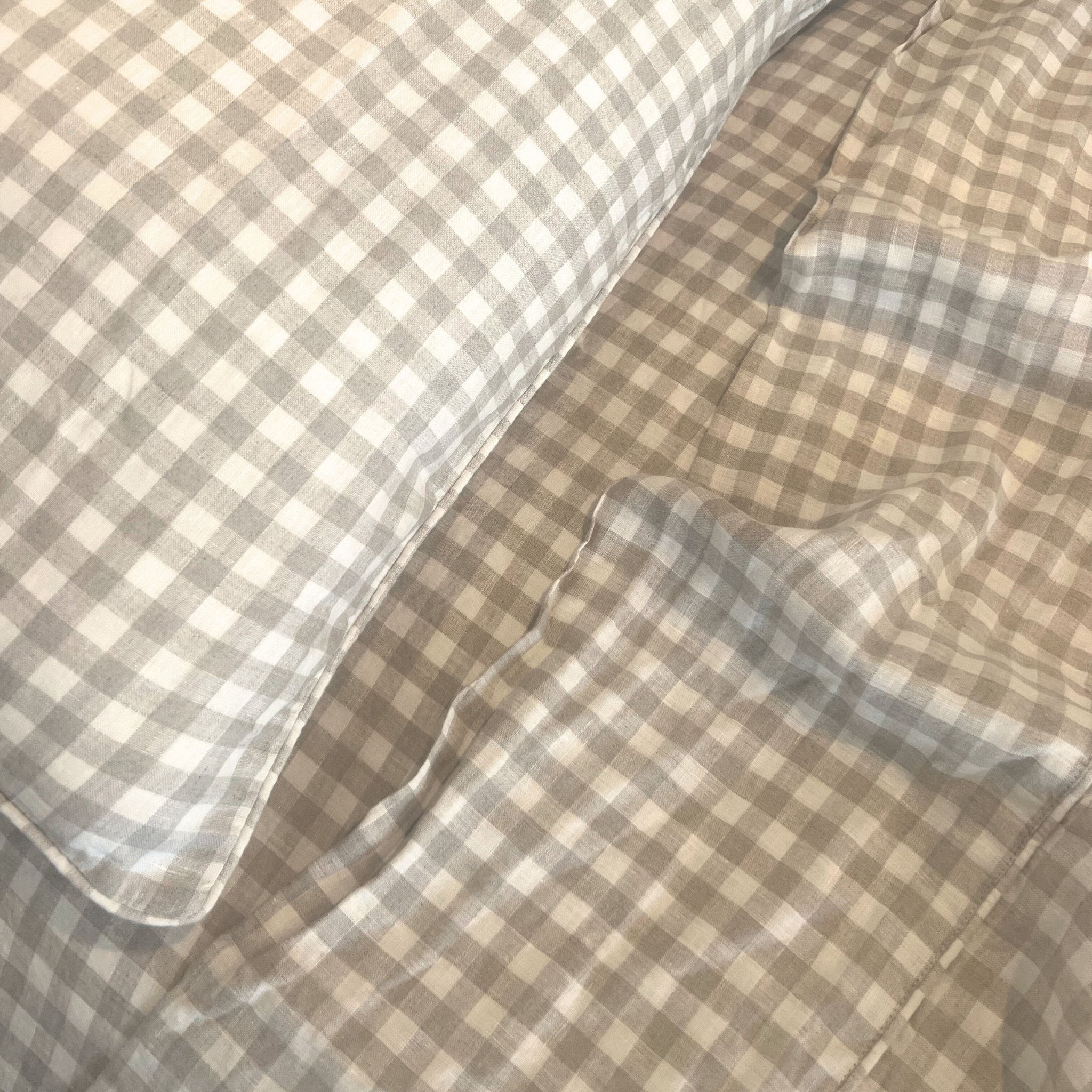 Natural Gingham Linen Pillowcase Set