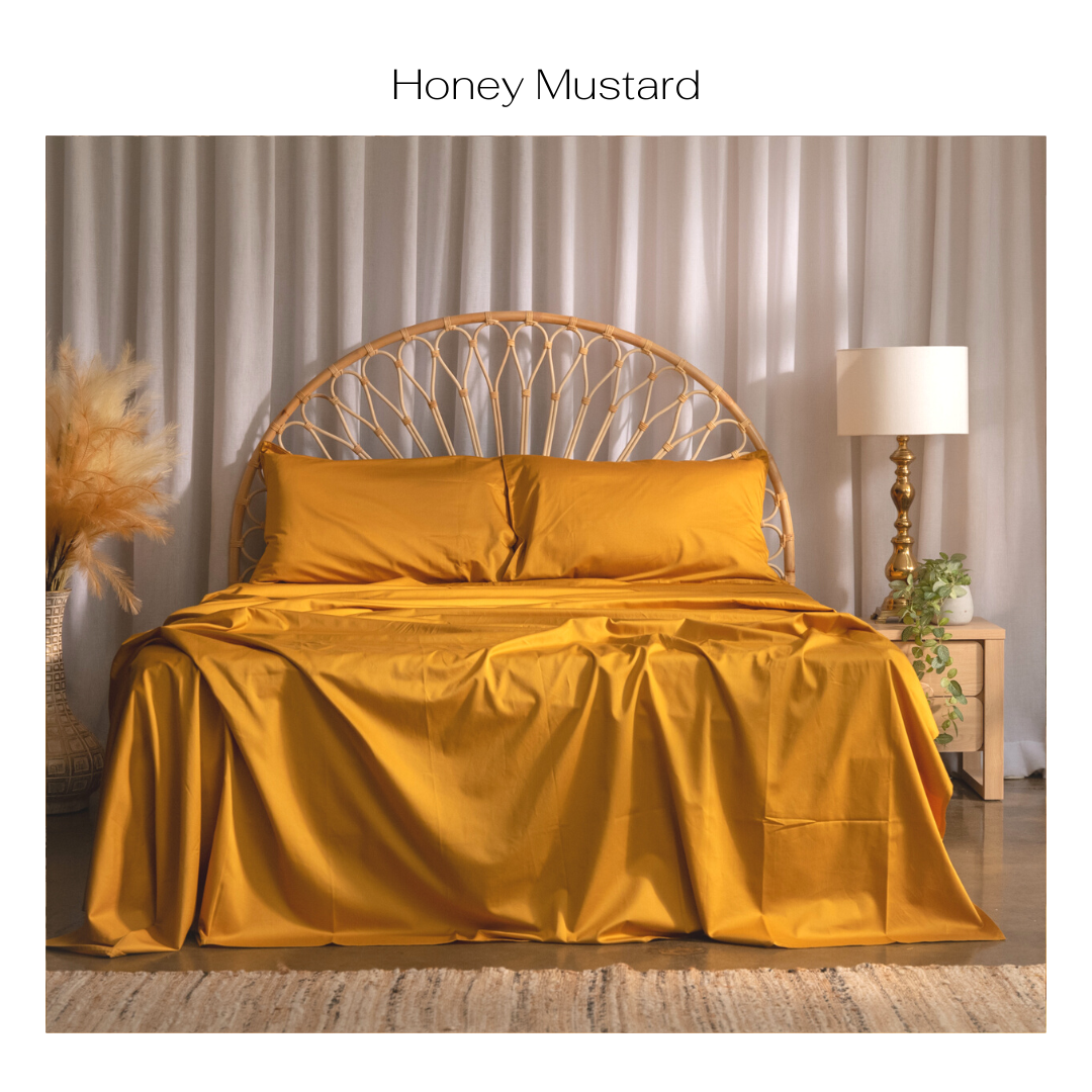 Honey Mustard Pure Cotton Bed Sheets