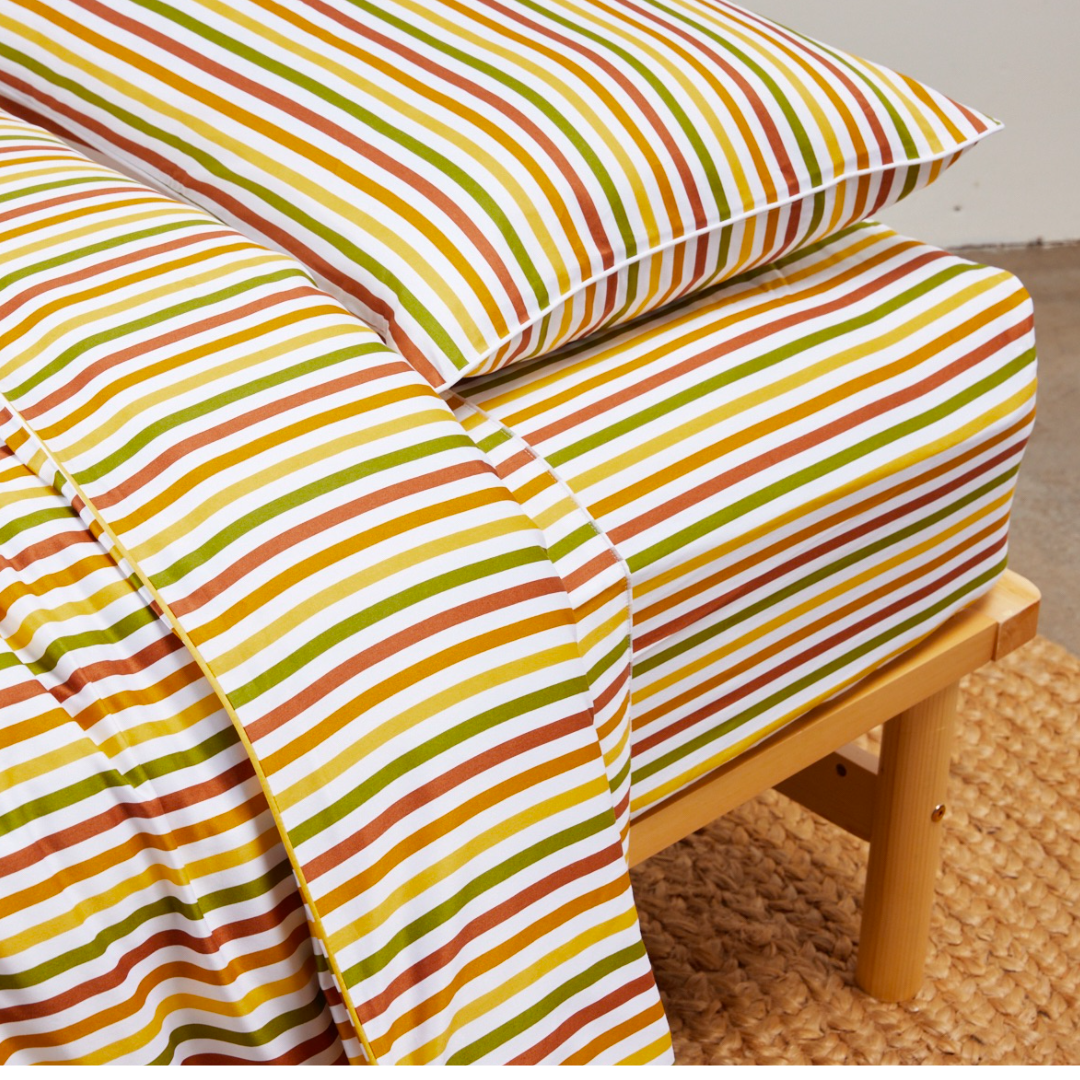 Thelma Stripe Pure Cotton Quilt Cover with Zip