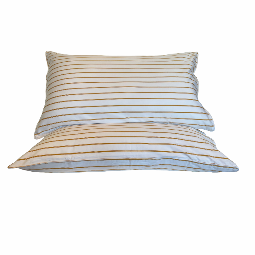 honey mustard stripe cotton bedding standard pillowcase x 2