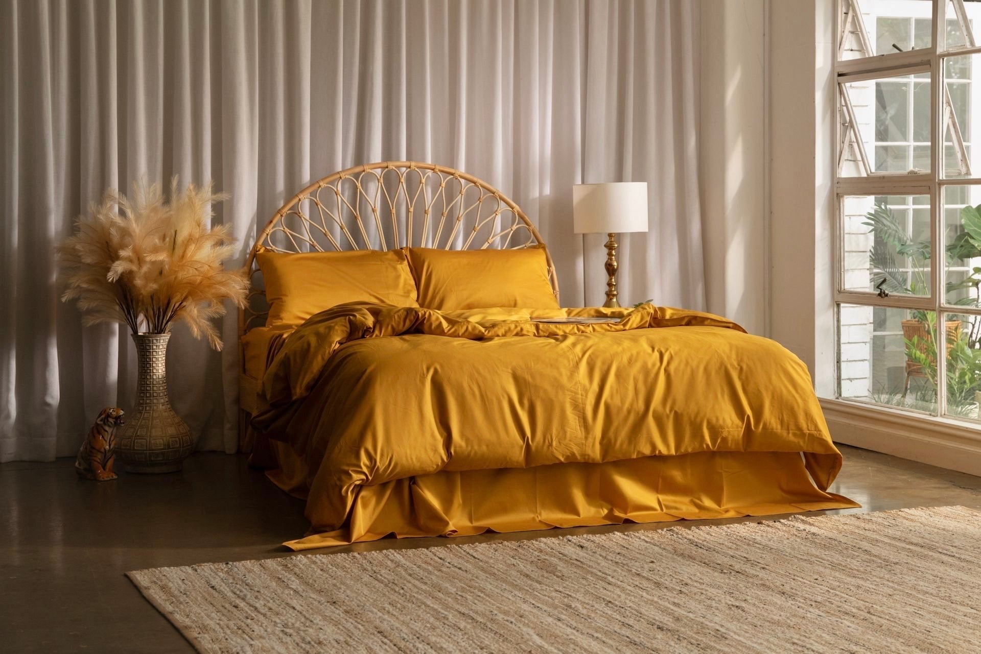 Honey Mustard Pure Cotton Pillowcases x 2 beddie