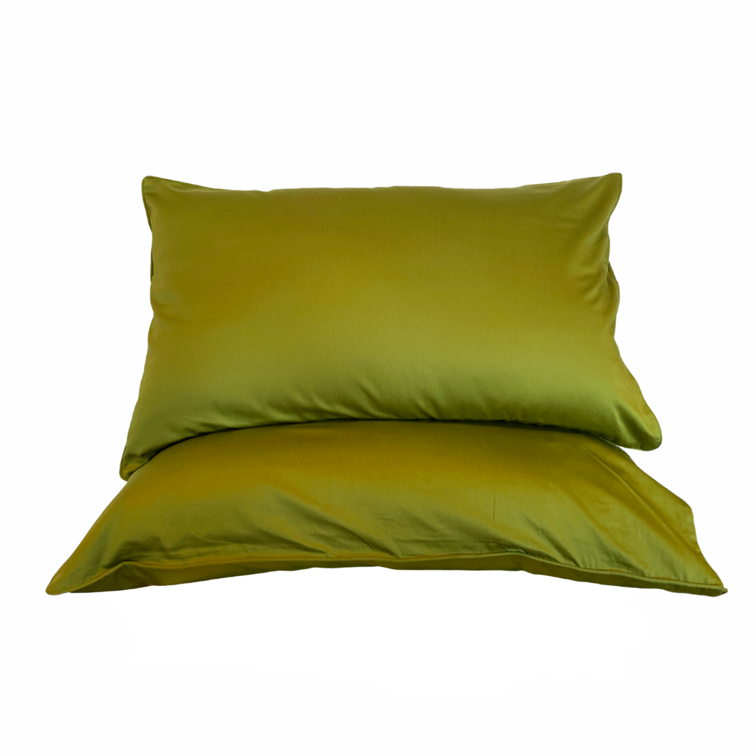 moss green cotton bedding standard pillowcase x 2
