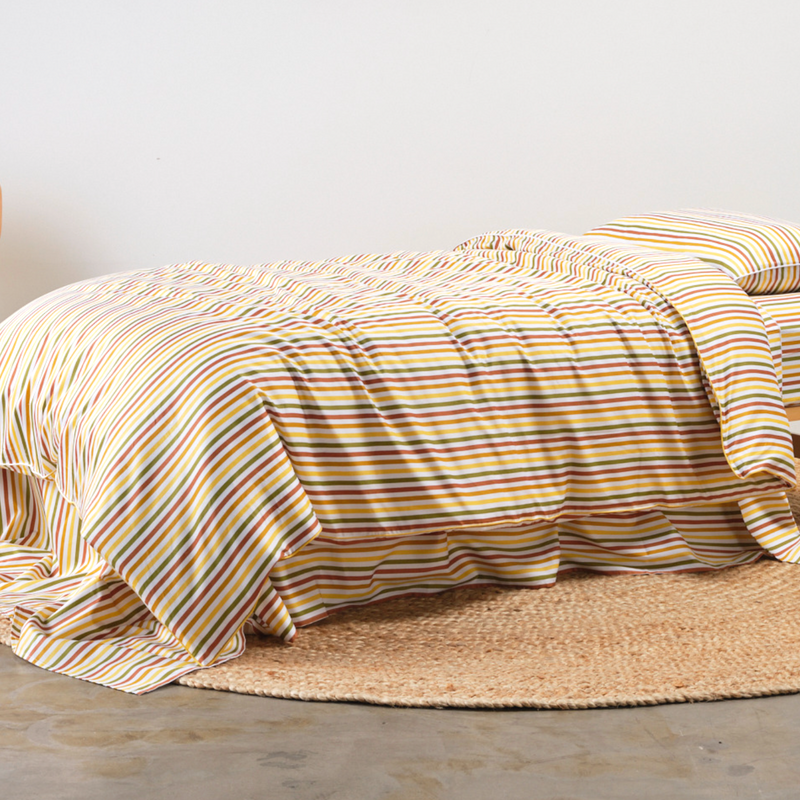 Thelma Stripe Pure Cotton Quilt Cover with Zip