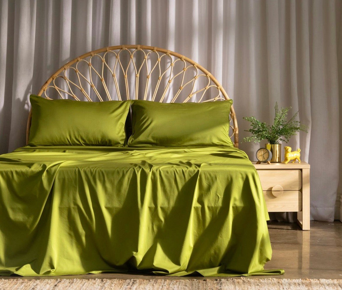 moss green cotton bedding
